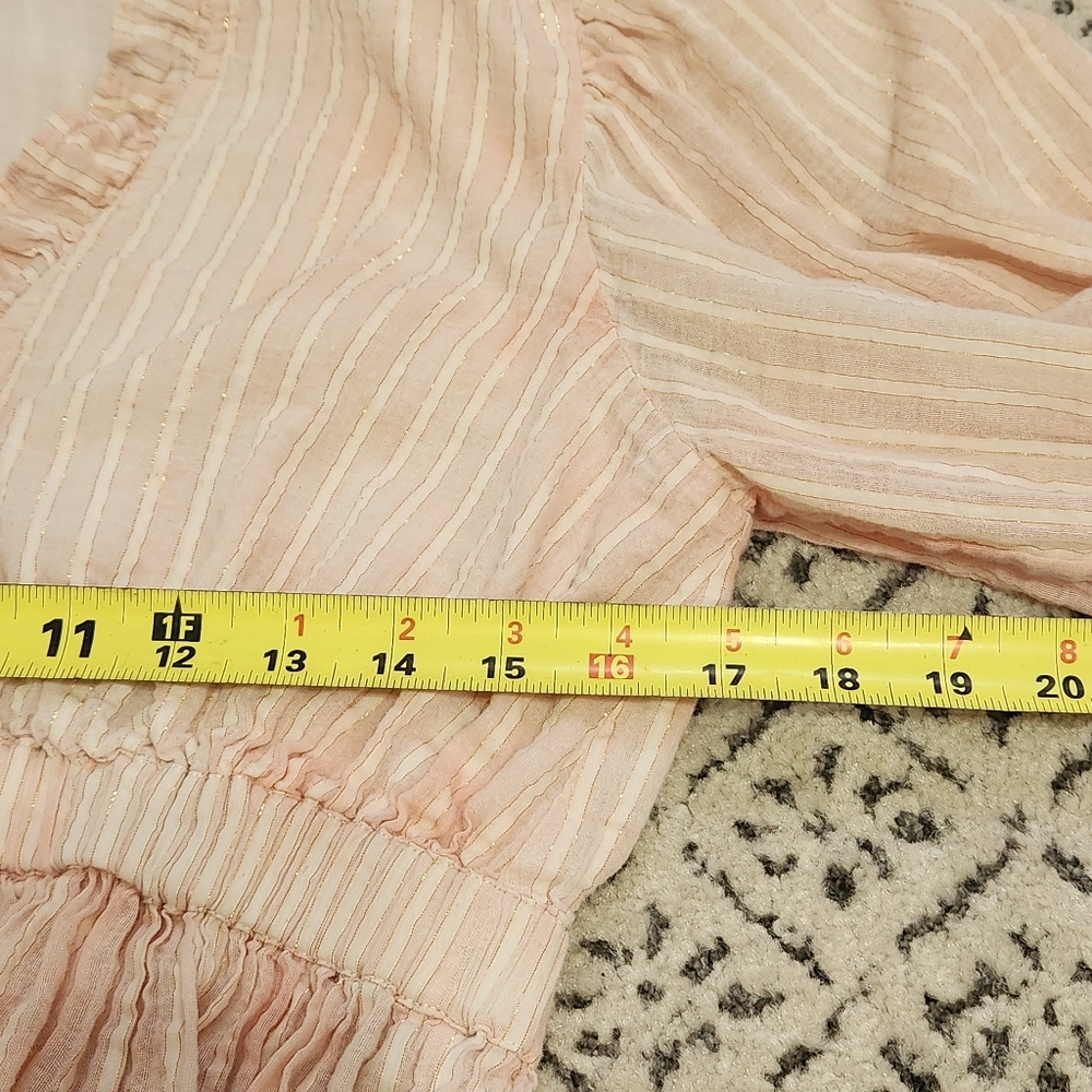 Cleobella Revolve Pink Cloud Cropped Ruffle Tie Front Top Shirt Puff Sleeve - Picture 10 of 13
